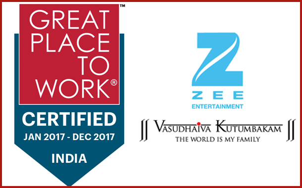 Zee Entertainment gets certified as a Great Place to Work®