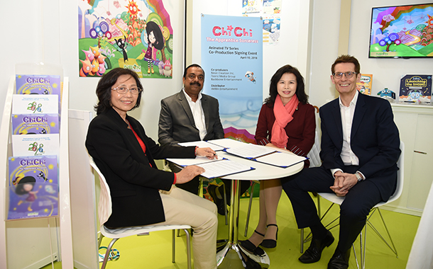 Toonz Media Group, Neon Creation and Backbone Entertainment sign the co-production of ‘Chi-Chi, The Apprentice Sorceress’ at MIPTV