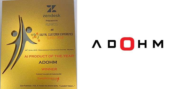 ADOHM wins the AI product of the year at Digital Customer Experience Summit and Awards 2019