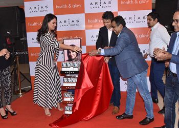 Lara Dutta unveils her skincare brand, Arias at Health and Glow, Lower Parel, Mumbai