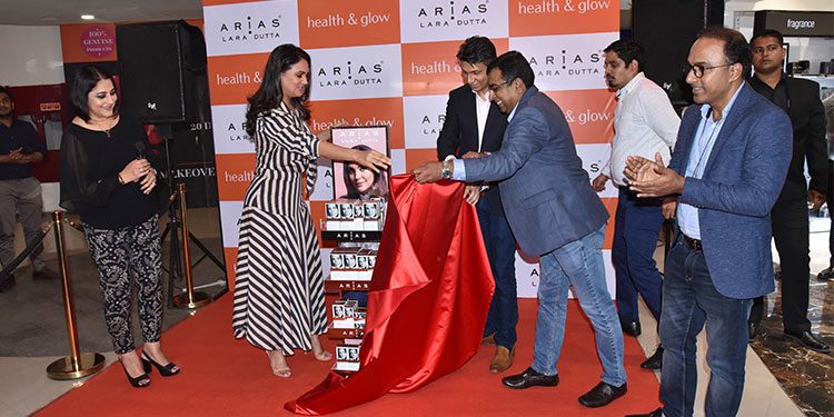 Lara Dutta unveils her skincare brand, Arias at Health and Glow, Lower Parel, Mumbai