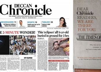 Deccan Chronicle shuts down Bengaluru print edition; TOI woos DC readers with a Full page Ad