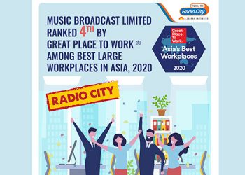 Music Broadcast Limited Ranks 4th, One of the 2020 Best Workplaces in Asia by Great Place to Work®