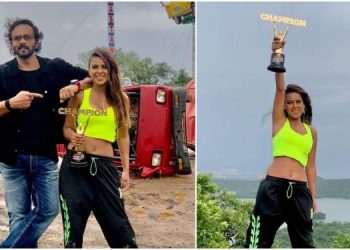 Nia Sharma lifts the Khatron Ke Khiladi Made in India trophy