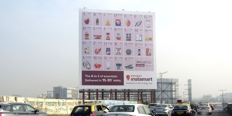 Billboard hoarding of Swiggy Instamart in Mumbai 