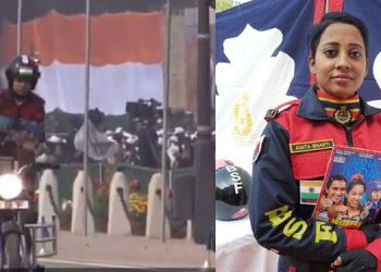 BSF woman bike rider held India Today magazine during R-Day to showcase women empowerment