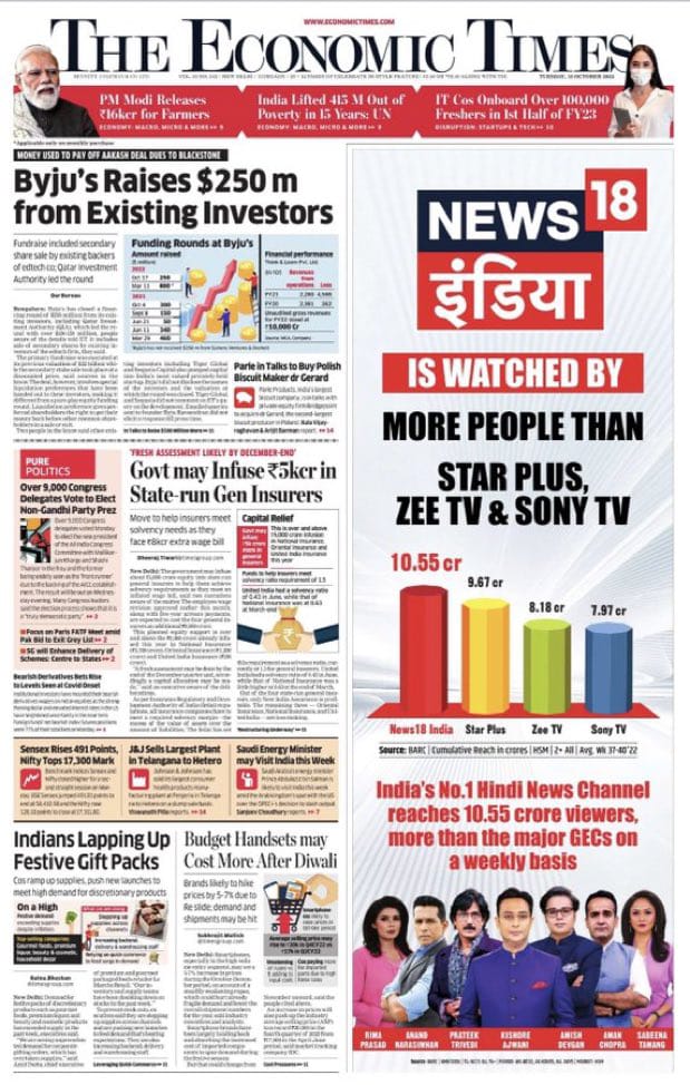 Print Ad Campaign by News18 India on ET 