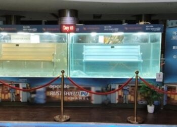 Asian Paints showcases durable rust protection with a water tank installation in Bengaluru mall