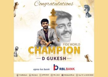 RBL Bank congratulates Brand Ambassador D Gukesh on Historic Chess Victory