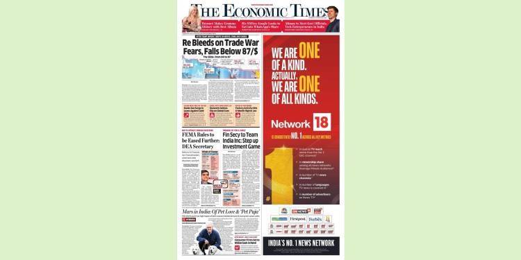 Network18 announces its dominance across TV in a print ad