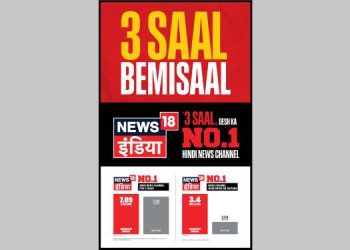 News18 India tops Hindi news genre 3 years in row, Aaj Tak loses ground