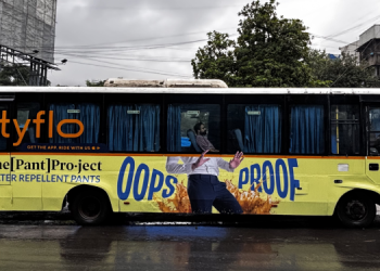 The Pant Project looks to create awareness for its monsoon-ready water repellent pants through a hyperlocal outdoor bus campaign ‘Oops Proof’