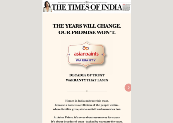 Asian Paints strengthens market leadership with ‘Decades of Trust, Warranty that Lasts’ campaign