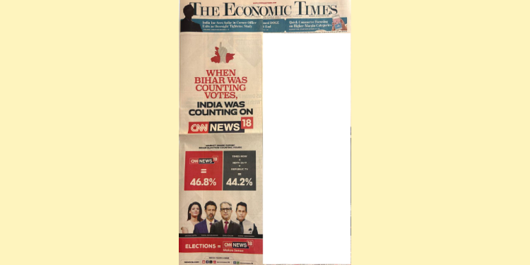 CNN-News18 announces leadership during Bihar Election Counting Hours in print campaign