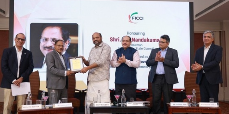 V.P. Nandakumar honoured at FICCI Kerala Policy Conclave