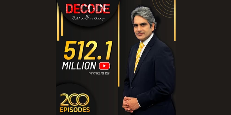 ‘Decode with Sudhir Chaudhary’ Completes 200 Episodes, Drives 74% of DD News’ YouTube Views
