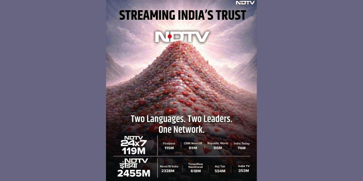 Streaming India’s Trust, Leading India’s Conversations – NDTV 24×7 and NDTV India Dominate YouTube